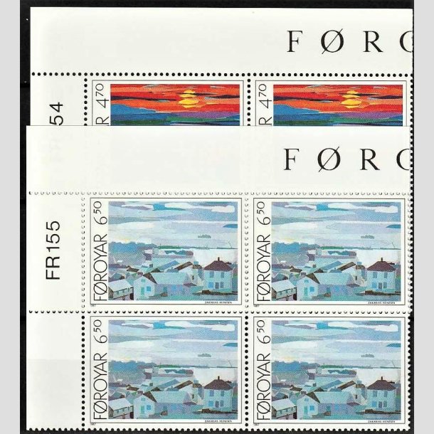 FRIMRKER FRERNE | 1987 | AFA 154,155 | Thorshavns bugter - 470 + 650 re i komplet st marginal 4-blokke - Postfrisk