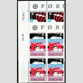 FRIM�RKER F�R�ERNE | 1988 | AFA 160,161 | Europam�rker - 3,00 + 5,50 kr. i komplet s�t marginal 4-blokke - Postfrisk