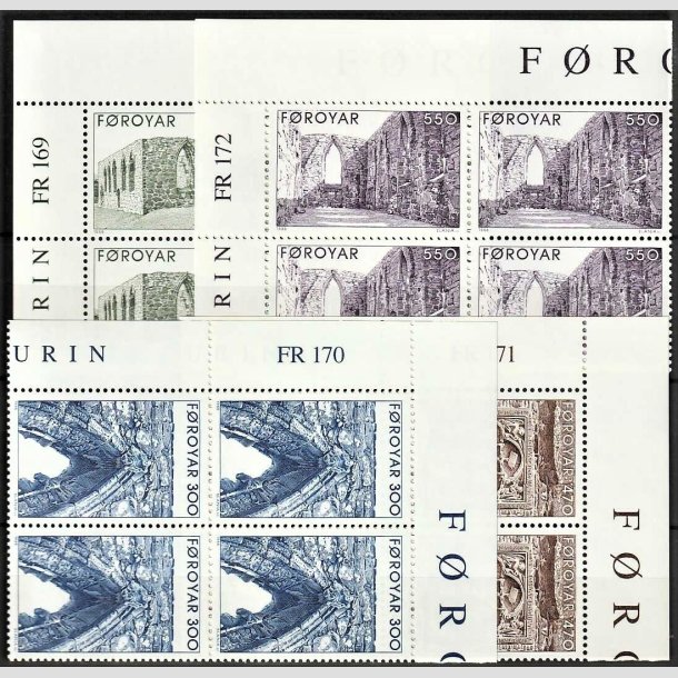 FRIMRKER FRERNE | 1988 | AFA 169-72 | Magnuskatedralen i Kirkeb. - 270 -550 re i komplet st marginal 4-blokke - Postfrisk