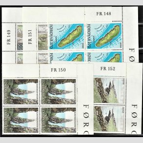 FRIM�RKER F�R�ERNE | 1987 | AFA 148-152 | �en Hestur. - 270 -550 �re i komplet s�t marginal 4-blokke - Postfrisk