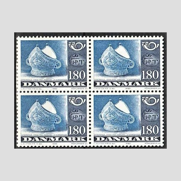 FRIMRKER DANMARK | 1980 - AFA 705 - Fllesnordisk udgave - 1.80 Kr.bl/grbl/sortbl i 4-blok - Postfrisk