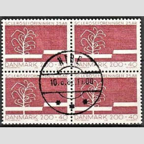FRIMRKER DANMARK | 1982 - AFA 746 - Scleroseforeningen 25 r. - 2,00 Kr. + 40 re rd i 4-blok - Pragt Stemplet Nibe