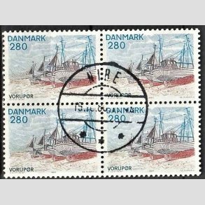 FRIMRKER DANMARK | 1980 - AFA 703 - Jylland nord for Limfjorden - 280 re flerfarvet i 4-blok - Pragt Stemplet Nibe