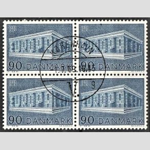 FRIMRKER DANMARK | 1969 - AFA 482 - CEPT EU Post & Tele 10 r - 90 re bl i 4-blok - Pragt Stemplet