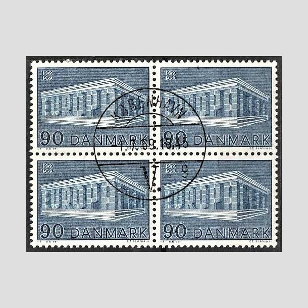 FRIMRKER DANMARK | 1969 - AFA 482 - CEPT EU Post & Tele 10 r - 90 re bl i 4-blok - Pragt Stemplet