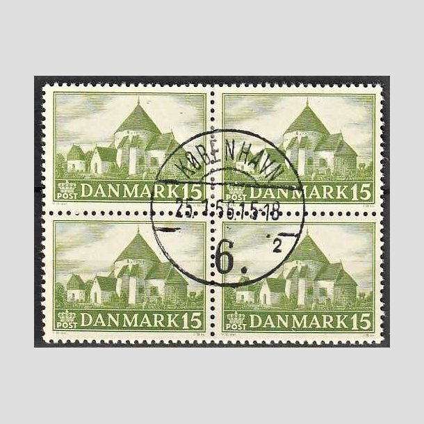 FRIMRKER DANMARK | 1944 - AFA 286 - Landsbykirker - 15 re grn i 4-blok - Pragt Stemplet 