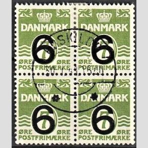 FRIMRKER DANMARK | 1940 - AFA 261 - Provisorier - 6/7 re grn i 4-blok - Pragt stemplet