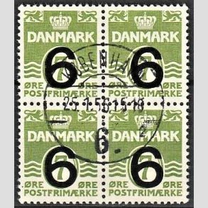 FRIMRKER DANMARK | 1940 - AFA 261 - Provisorier - 6/7 re grn i 4-blok - Pragt stemplet