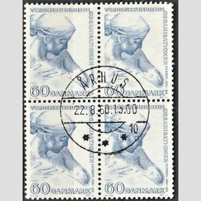 FRIMRKER DANMARK | 1960 - AFA 388 - WHO - 60 re bl i 4-blok - Pragt stemplet rhus