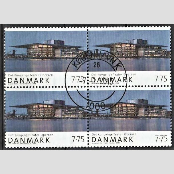 FRIMRKER DANMARK | 2008 - AFA 1528 - Den danske nationalscene - 7,75 Kr. Operaen i 4-blok - Pragt Stemplet