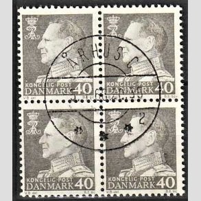 FRIMRKER DANMARK | 1961-62 - AFA 396 - Fr. IX 40 re gr i 4-blok - Pragt Stemplet