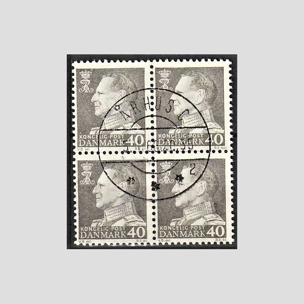 FRIMRKER DANMARK | 1961-62 - AFA 396 - Fr. IX 40 re gr i 4-blok - Pragt Stemplet