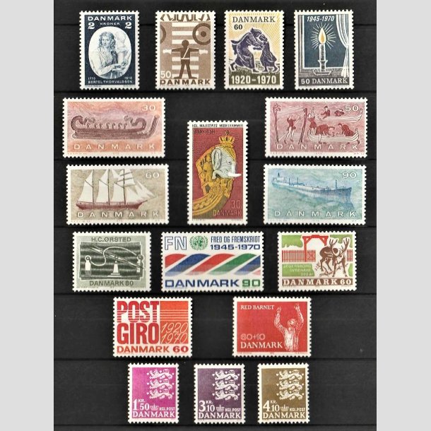 FRIMRKER DANMARK | 1970 - AFA 493-508 - Postfrimrker - Komplet rgang 1970 i hovednumre - Postfrisk