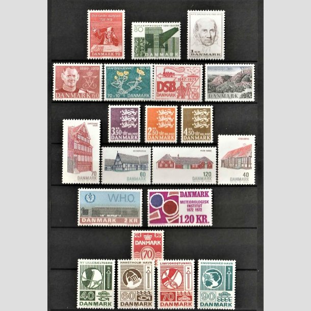 FRIMRKER DANMARK | 1972 - AFA 521-541 - Postfrimrker - Komplet rgang 1972 i hovednumre - Postfrisk