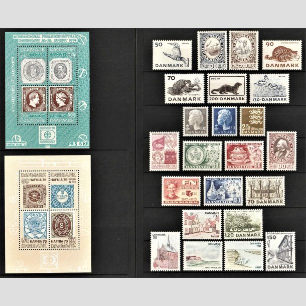 FRIMRKER DANMARK | 1975 - AFA 582-606 - Postfrimrker + Miniark - Komplet rgang 1975 i hovednumre - Postfrisk