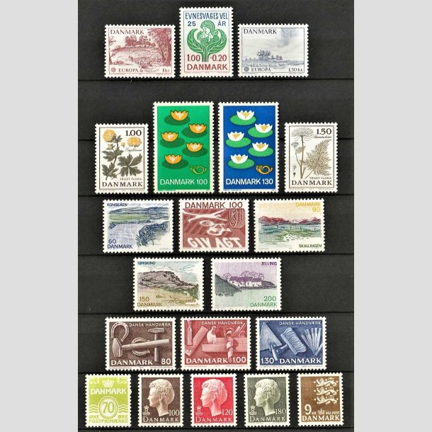 FRIMRKER DANMARK | 1977 - AFA 631-650 - Postfrimrker - Komplet rgang 1977 i hovednumre - Postfrisk