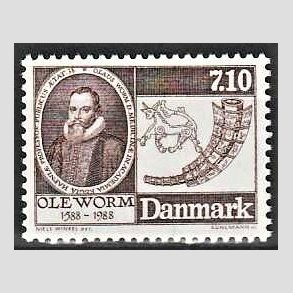 FRIMRKER DANMARK | 1988 - AFA 905 - Naturforskeren Ole Worm  - 7,10 Kr. brun - Postfrisk
