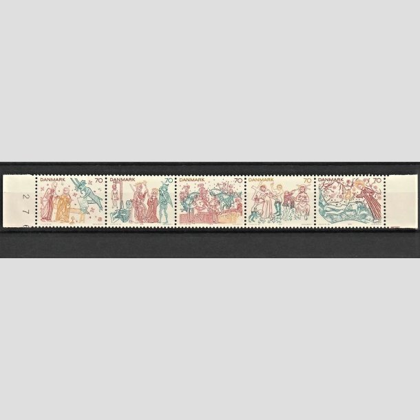 FRIMRKER DANMARK | 1973 - AFA 552-56 - Kalkmalerier - 70 re flerfarvet i 5-stribe - Postfrisk