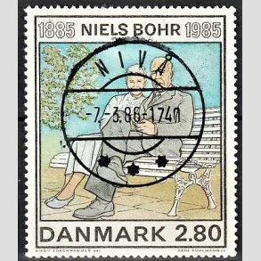 FRIMRKER DANMARK | 1985 - AFA 842 - Niels Bohr - 2,80 Kr. flerfarvet - Pragt Stemplet Niv