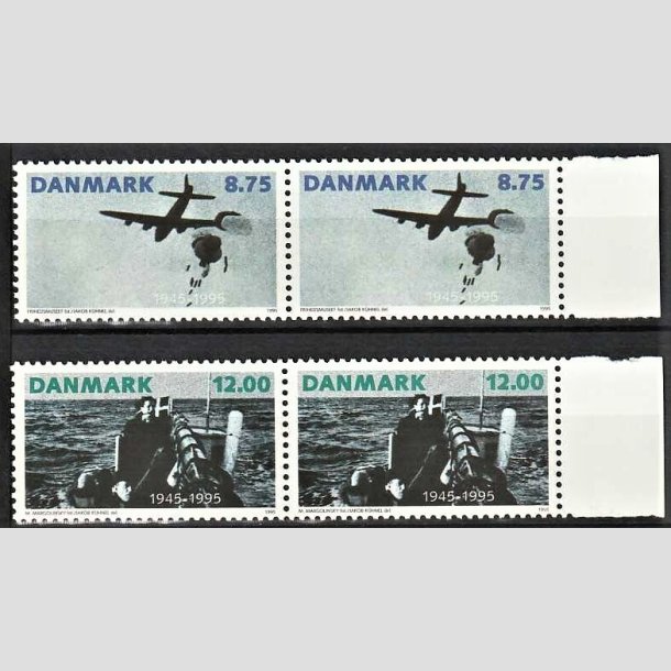 FRIMRKER DANMARK | 1995 - AFA 1093,1094 - 50 ret for befrielsen - 8,75 + 12,00 Kr. flerfarvet i parstykker - Postfrisk