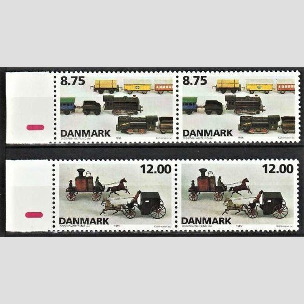 FRIMRKER DANMARK | 1995 - AFA 1105,1106 - Dansk legetj - 8,75 + 12,00 Kr. flerfarvet i parstykker - Postfrisk
