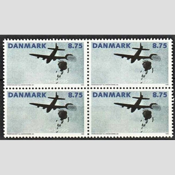 FRIMRKER DANMARK | 1995 - AFA 1093 - 50 ret for befrielsen - 8,75 Kr. flerfarvet i 4-blok - Postfrisk