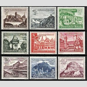 FRIM�RKER TYSK RIGE: 1939 | AFA 725-33 | N�dhj�lp - 3+2 pf. - 40+35 pf. i s�t - Postfrisk