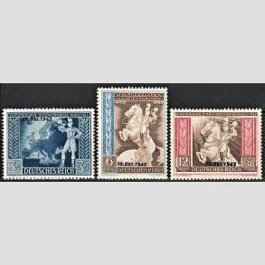 FRIM�RKER TYSK RIGE: 1942 | AFA 818-20 | Europ�isk postforening - 3 - 12 pf. + (7-38) pf. med overtryk - Postfrisk