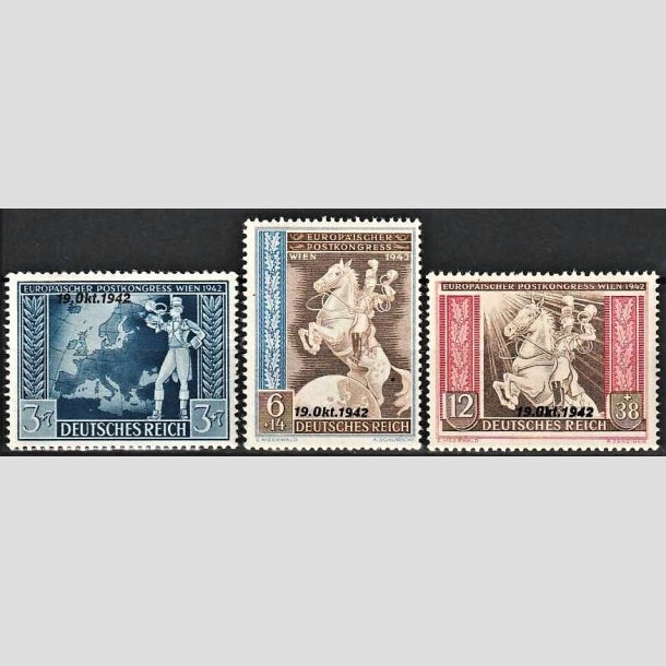 FRIMRKER TYSK RIGE: 1942 | AFA 818-20 | Europisk postforening - 3 - 12 pf. + (7-38) pf. med overtryk - Postfrisk