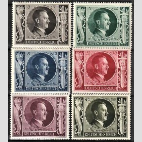 FRIM�RKER TYSK RIGE: 1943 | AFA 839-44 | Hitlers f�dselsdag - 3 -40 pf. + (7 - 160 pf.) - Postfrisk