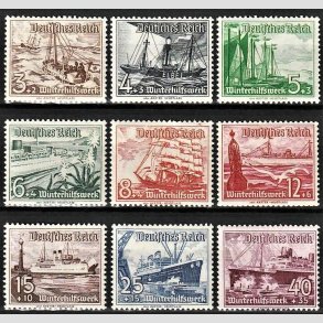 FRIM�RKER TYSK RIGE: 1937 | AFA 646-54 | N�dhj�lp. - 3 - 40 pf. + (2 - 35 pf.) - Postfrisk