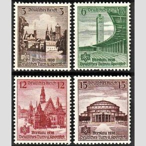 FRIM�RKER TYSK RIGE: 1938 | AFA 660-63 | Breslau sportsfest. - 3 - 15 pf. - Postfrisk