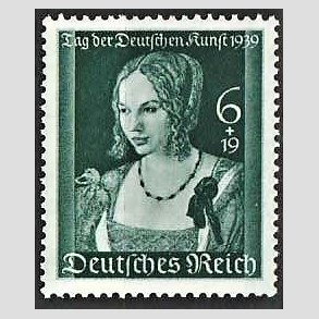 FRIM�RKER TYSK RIGE: 1939 | AFA 695 | Tysk kunst. - 6 + 19 pf. gr�n - Postfrisk