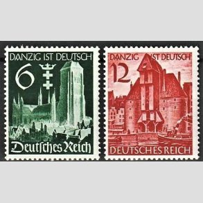 FRIM�RKER TYSK RIGE: 1939 | AFA 709,710 | Danzigs genforening. - 6 + 12 pf. - Postfrisk