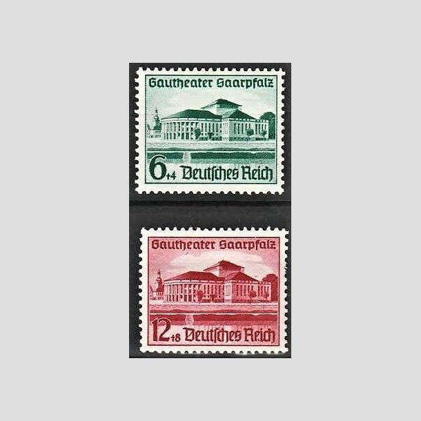 FRIMRKER TYSK RIGE: 1938 | AFA 668,669 | Gauteater Saarpfalz - 6 + 12 pf. + (4,8 pf.) - Postfrisk