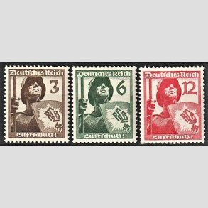 FRIM�RKER TYSK RIGE: 1937 | AFA 638-40 | Luftv�rn. - 3 - 12 pf. - Postfrisk