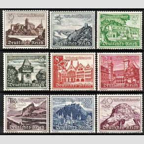 FRIM�RKER TYSK RIGE: 1939 | AFA 725-33 | N�dhj�lp. - 3 - 40 pf. + (2-35pf.) - Postfrisk