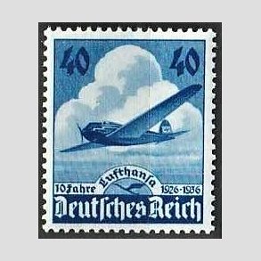 FRIM�RKER TYSK RIGE: 1936 | AFA 598 | Lufthansa. - 40 pf. bl� - Postfrisk