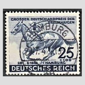 FRIM�RKER TYSK RIGE: 1942 | AFA 809 | Hamburg Derby. - 25 + 100 pf. - Lux stemplet Hamburg