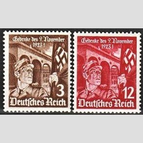 FRIM�RKER TYSK RIGE: 1935 | AFA 593,594 | NSDAP jubil�um. - 3 + 12 pf. - Postfrisk
