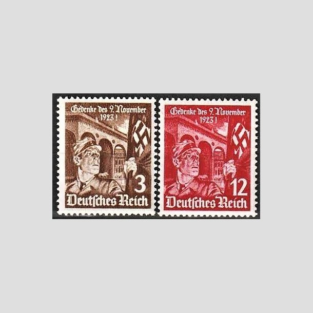 FRIMRKER TYSK RIGE: 1935 | AFA 593,594 | NSDAP jubilum. - 3 + 12 pf. - Postfrisk