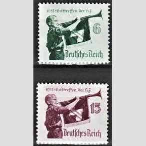 FRIM�RKER TYSK RIGE: 1935 | AFA 579,580 | Hitlerungdomsforbundet. - 6 + 15 pf. - Postfrisk