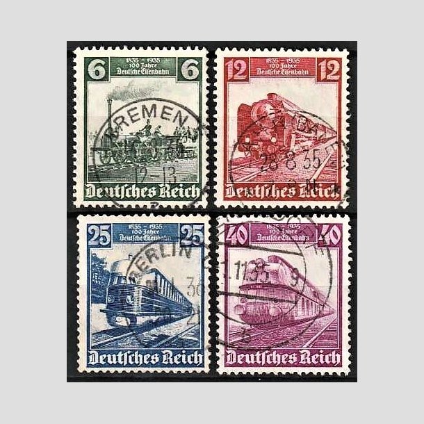 FRIMRKER TYSK RIGE: 1935 | AFA 575-78 | Jernbanejubilum. - 6 - 40 pf. - Flot stemplet