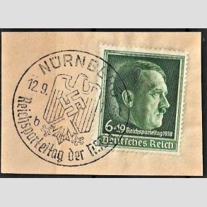 FRIM�RKER TYSK RIGE: 1938 | AFA 667 | Rigspartidag. - 6 + 19 pf. p� klip - Flot Stemplet