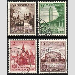 FRIM�RKER TYSK RIGE: 1938 | AFA 660-63 | Breslau sportsfest. - 3 - 15 pf. - P�nt stemplet