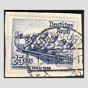 FRIM�RKER TYSK RIGE: 1935 | AFA 597 | Vinter OL. - 25 + 15 pf. p� klip - Stemplet