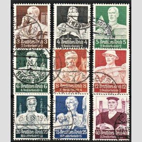 FRIM�RKER TYSK RIGE: 1934 | AFA 549-57 | N�dhj�lp. - 3 + 2 pf. - 40 + 35 pf. - P�nt Stemplet