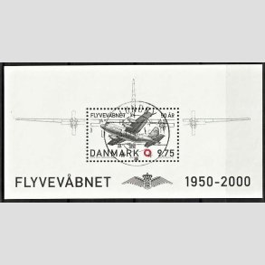 FRIM�RKER DANMARK | 2000 - AFA 1265 - Flyvev�bnet 50 �r. - Kr. 9,75 Miniark - P�nt Stemplet