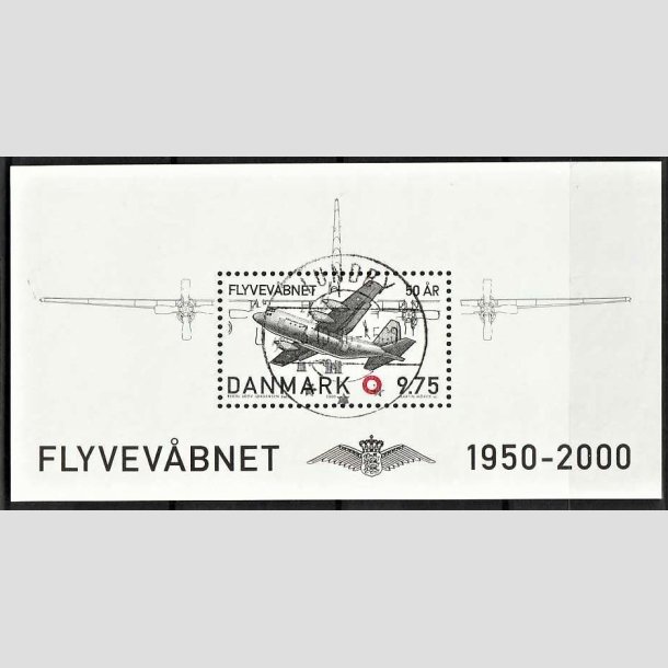 FRIMRKER DANMARK | 2000 - AFA 1265 - Flyvevbnet 50 r. - Kr. 9,75 Miniark - Pnt Stemplet
