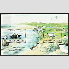 FRIM�RKER DANMARK | 1999 - AFA 1231 - Danske tr�kfugle - Miniark II, 17,75 Kr. flerfarvet - Stemplet